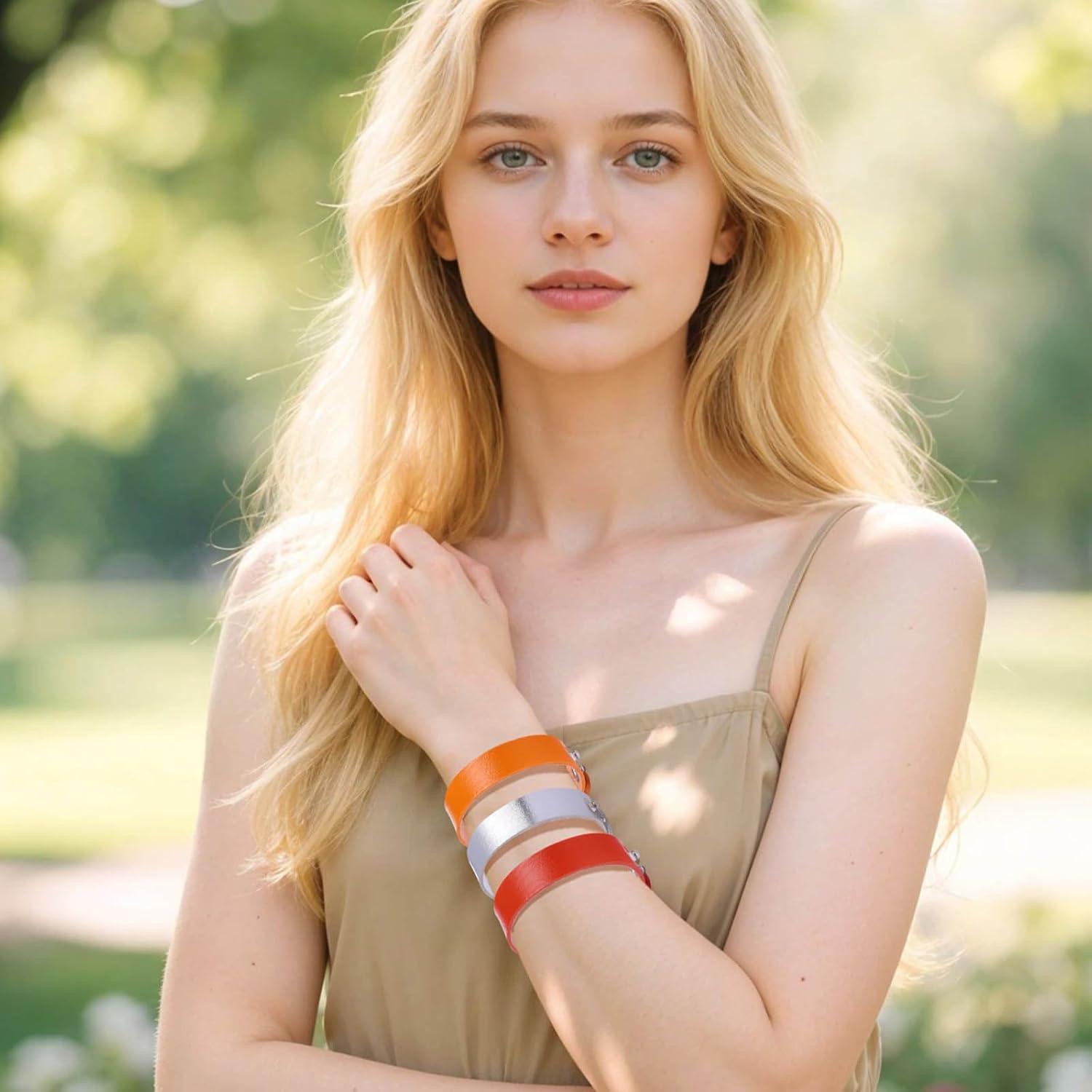 50 Pulseras de Cuero PU Ajustables en Blanco para DIY