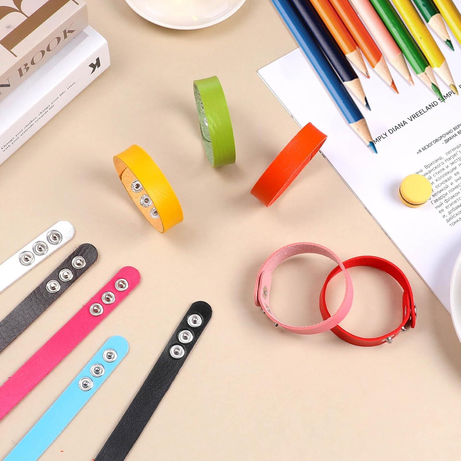 50 Pulseras de Cuero PU Ajustables en Blanco para DIY