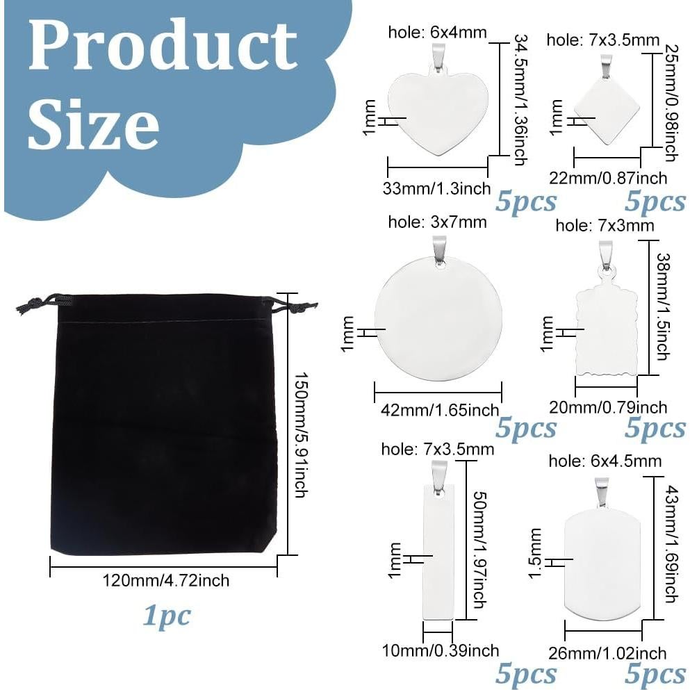 Plantillas de Acero Inoxidable BENECREAT 30 Piezas para Joyería