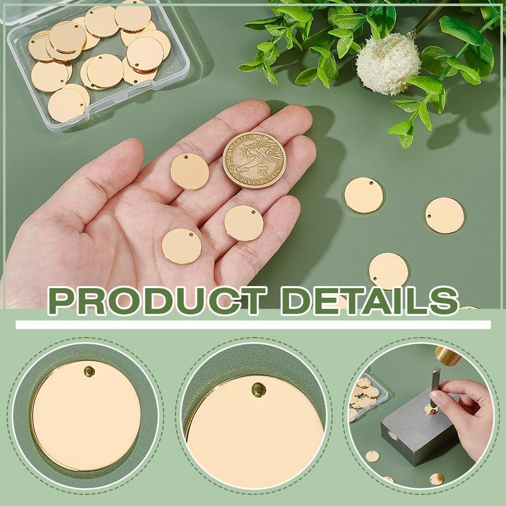 Colgantes Redondos en Blanco Chapados en Oro 18K BENECREAT - 24 PCS