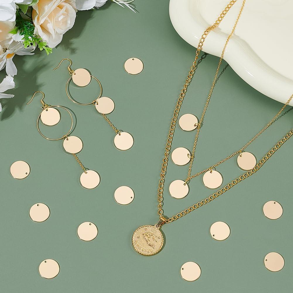 Colgantes Redondos en Blanco Chapados en Oro 18K BENECREAT - 24 PCS