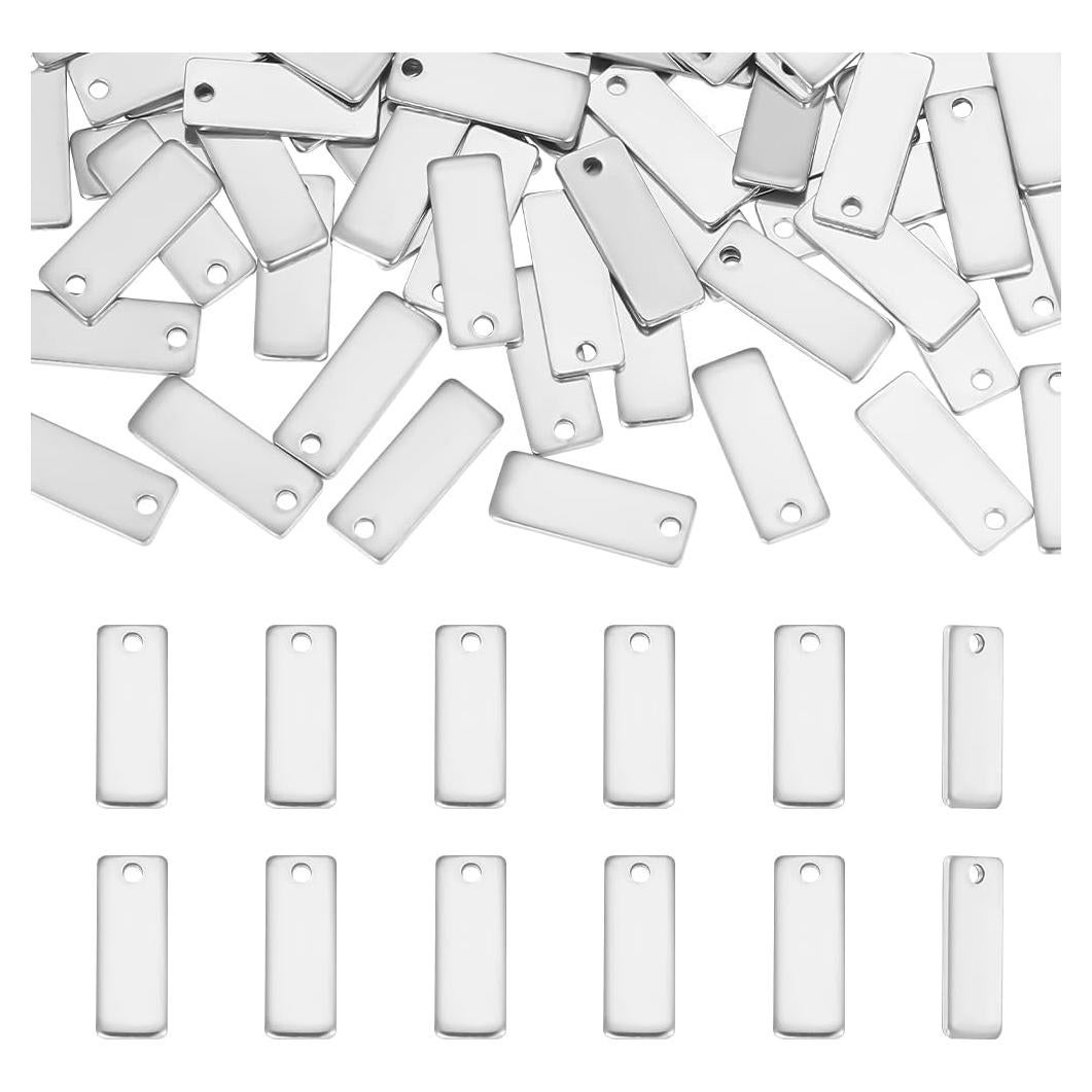 Etiquetas de Metal en Blanco UNICRAFTALE 100Pcs 13mm Acero Inoxidable