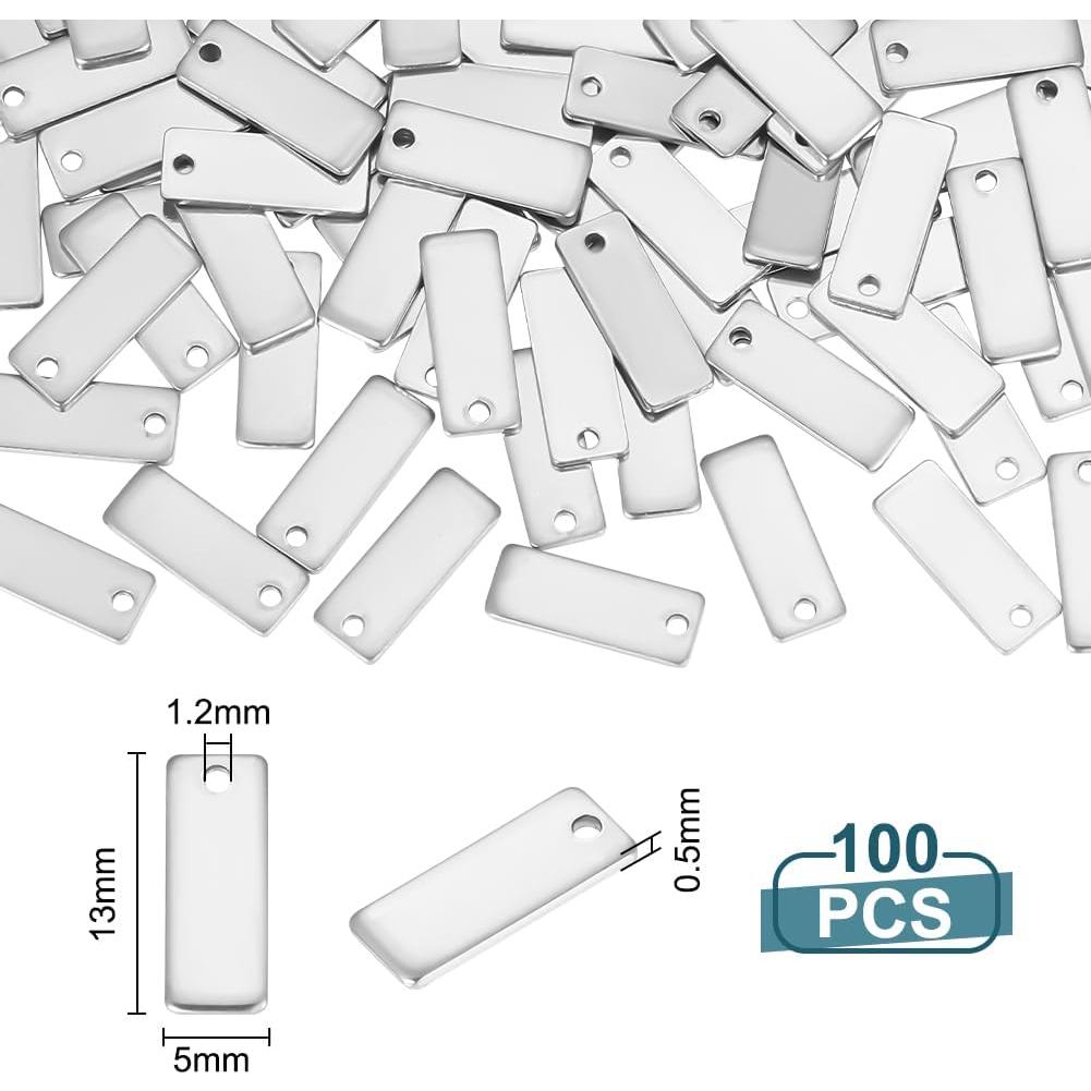 Etiquetas de Metal en Blanco UNICRAFTALE 100Pcs 13mm Acero Inoxidable