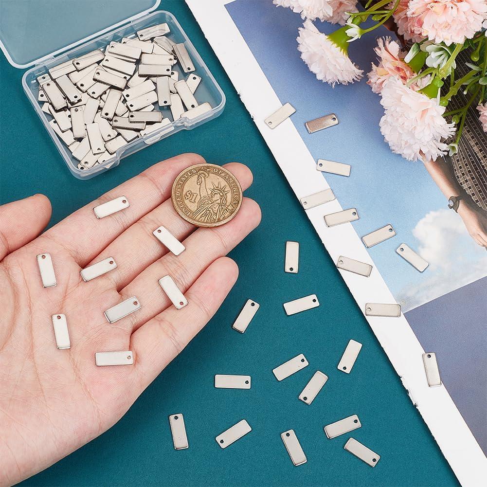 Etiquetas de Metal en Blanco UNICRAFTALE 100Pcs 13mm Acero Inoxidable