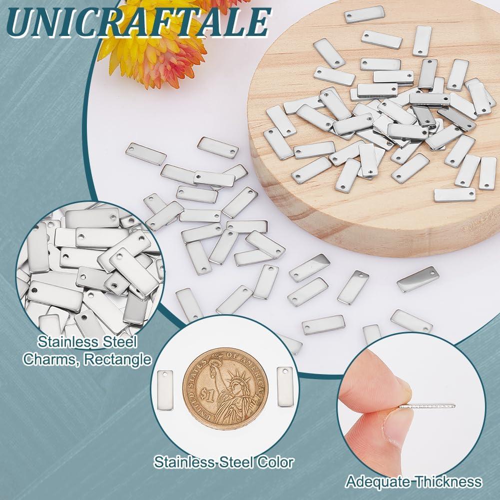 Etiquetas de Metal en Blanco UNICRAFTALE 100Pcs 13mm Acero Inoxidable