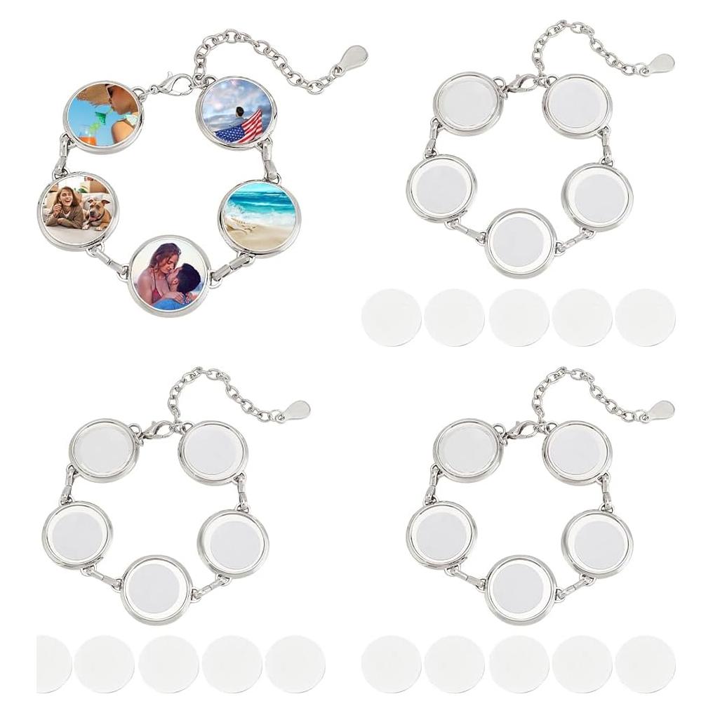 Pulseras de Sublimación PH PandaHall 4 Sets Ajustables 17.6cm