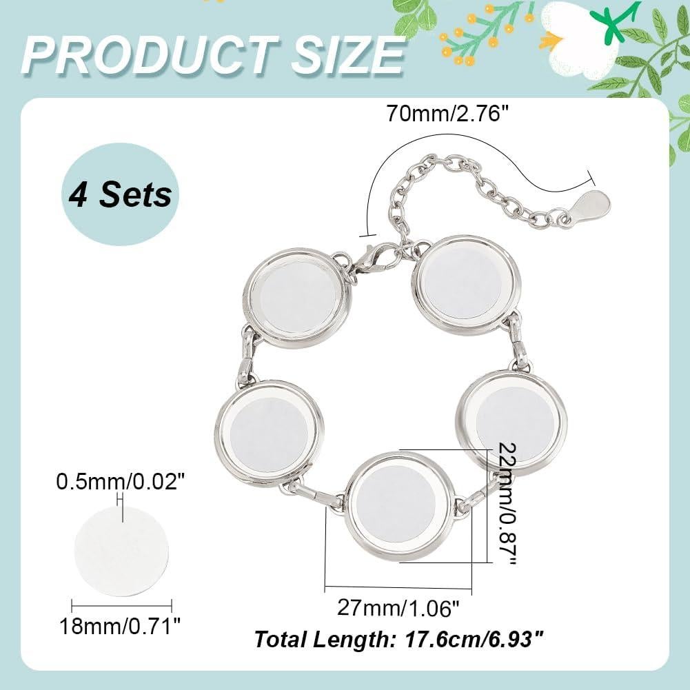 Pulseras de Sublimación PH PandaHall 4 Sets Ajustables 17.6cm