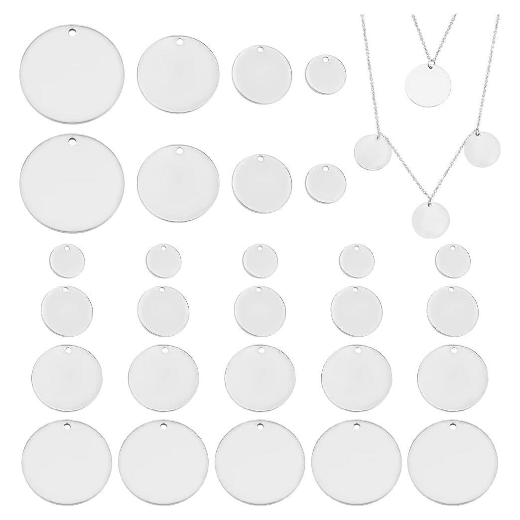 Etiquetas Planas Redondas PH PandaHall 40 pcs Acero Inoxidable 10-25mm