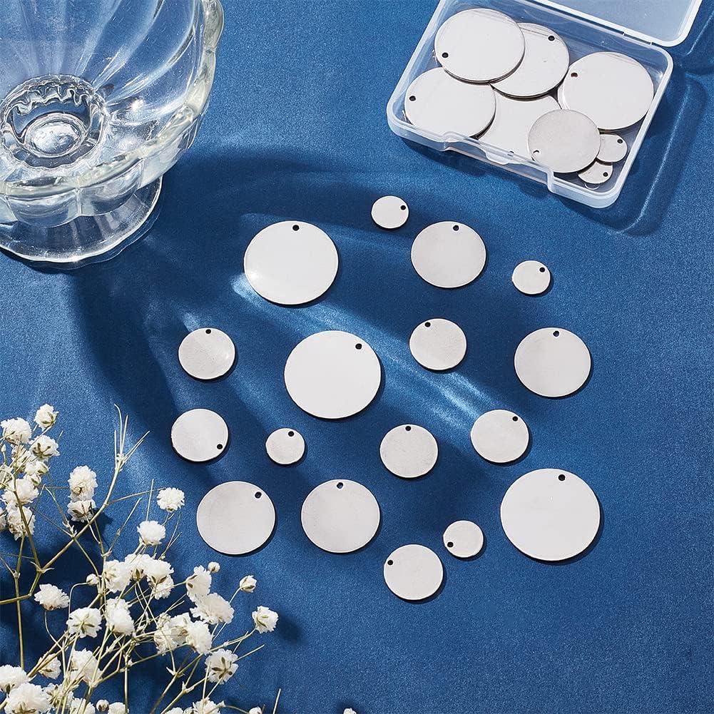 Etiquetas Planas Redondas PH PandaHall 40 pcs Acero Inoxidable 10-25mm