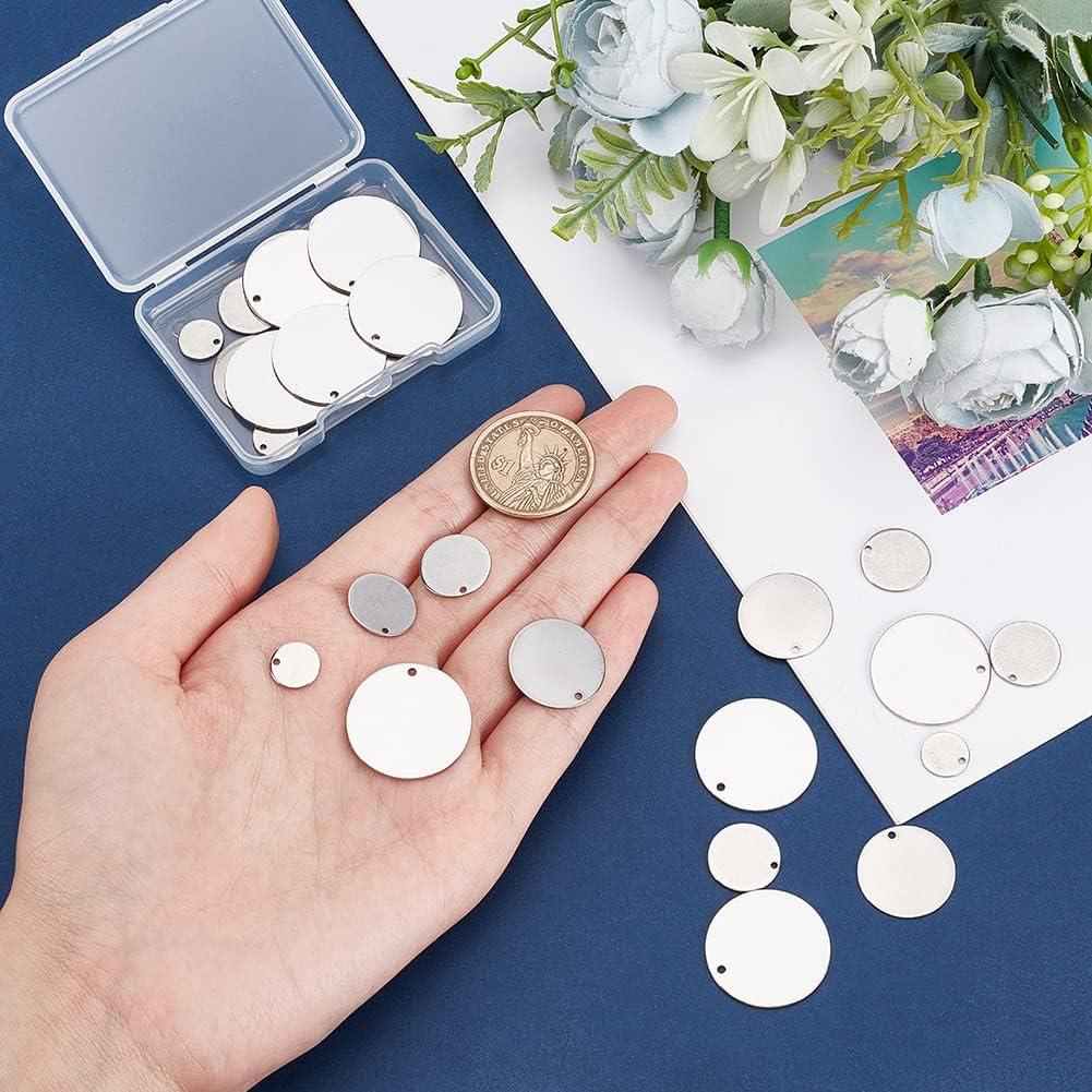 Etiquetas Planas Redondas PH PandaHall 40 pcs Acero Inoxidable 10-25mm