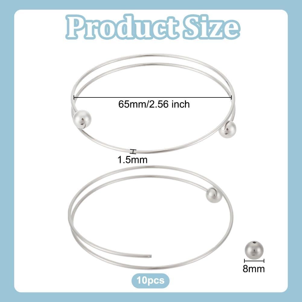 Pulsera Ajustable de Acero Inoxidable PH PandaHall - 10 Piezas