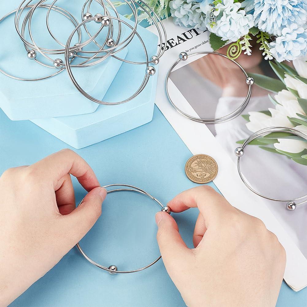 Pulsera Ajustable de Acero Inoxidable PH PandaHall - 10 Piezas