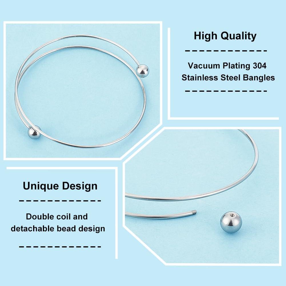 Pulsera Ajustable de Acero Inoxidable PH PandaHall - 10 Piezas