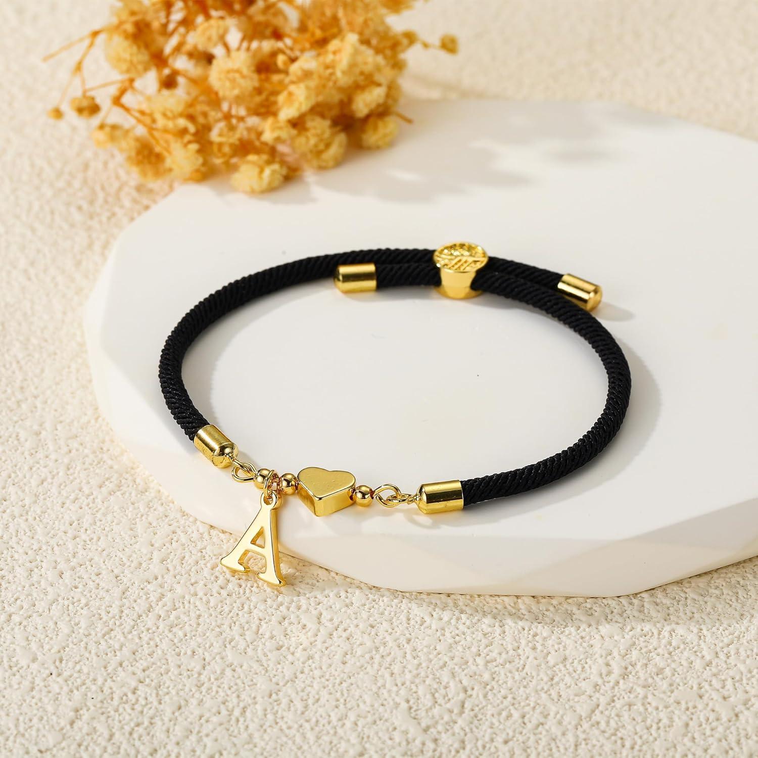 Pulsera Inicial Ajustable de Titanio Lunvky para Mujeres