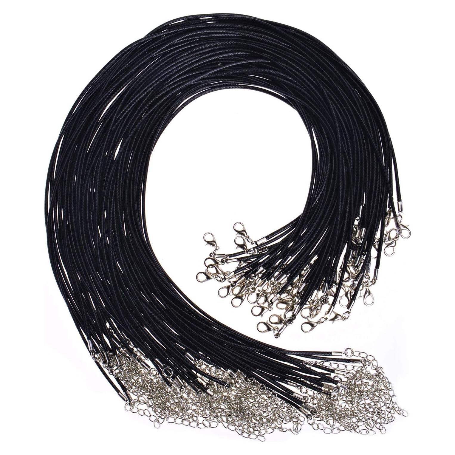 Cordones de Collar Selizo 100 Piezas Algodón Encerado Negro 50.8cm