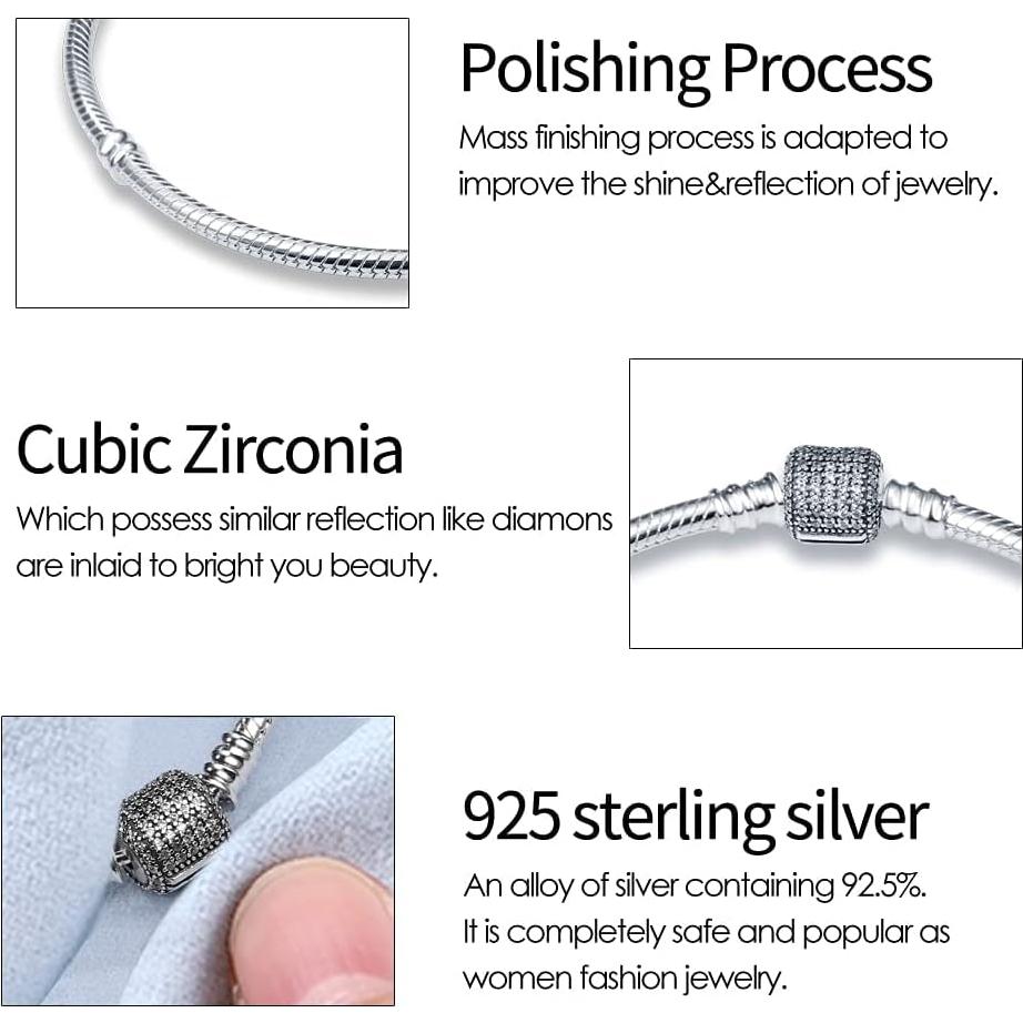 Pulsera de Encanto KUNSIR de Plata Esterlina 925 para Mujeres