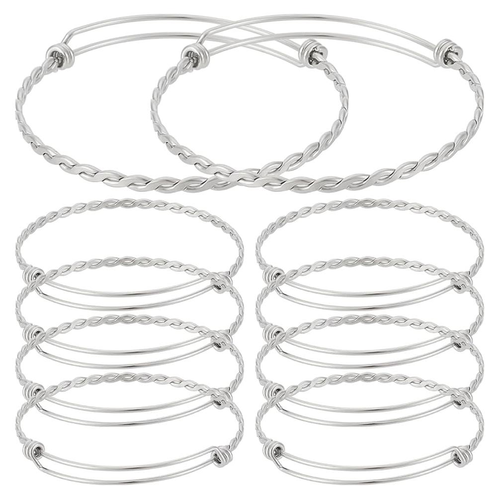 Pulsera Ajustable de Acero Inoxidable PH PandaHall - 10 Piezas