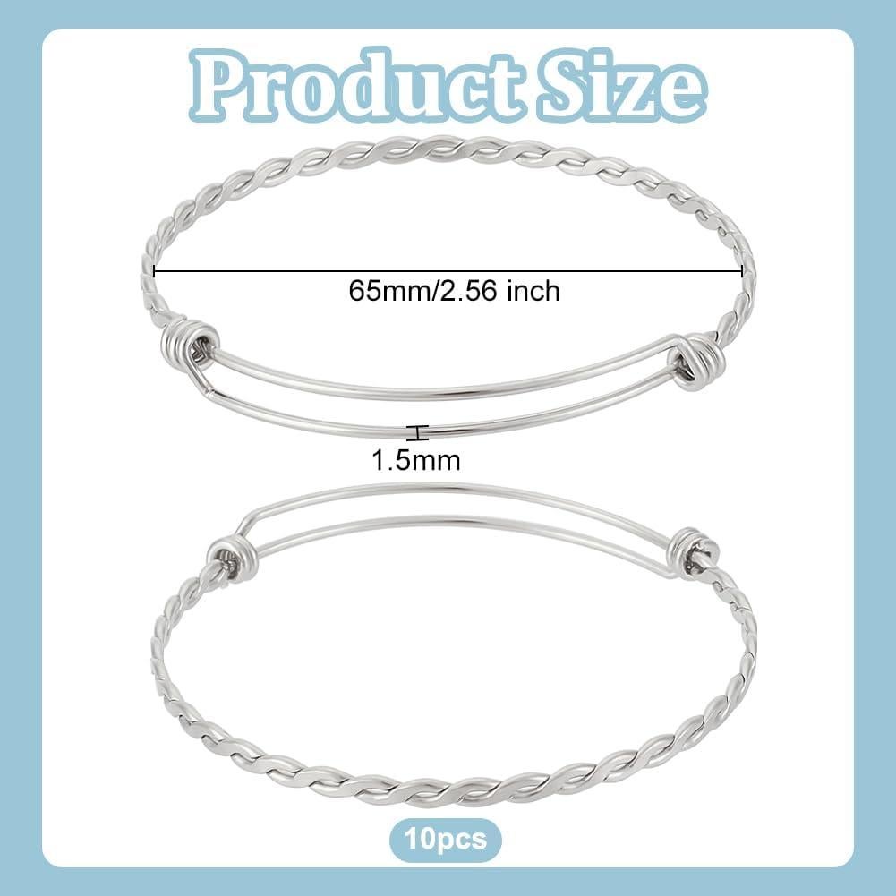 Pulsera Ajustable de Acero Inoxidable PH PandaHall - 10 Piezas
