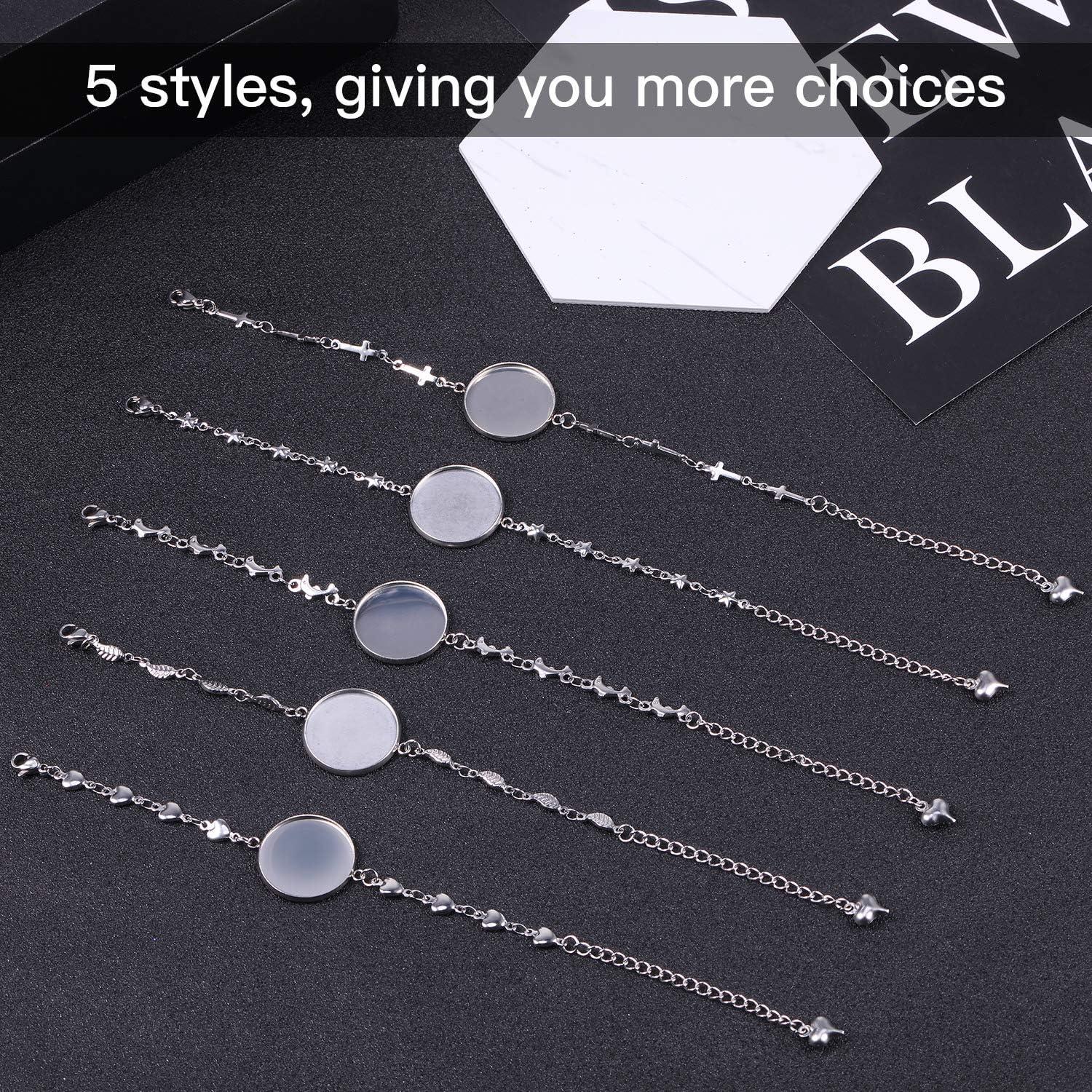 Kit de Joyería Hicarer: 20 Pulseras Bezel 20mm + 20 Cabochones