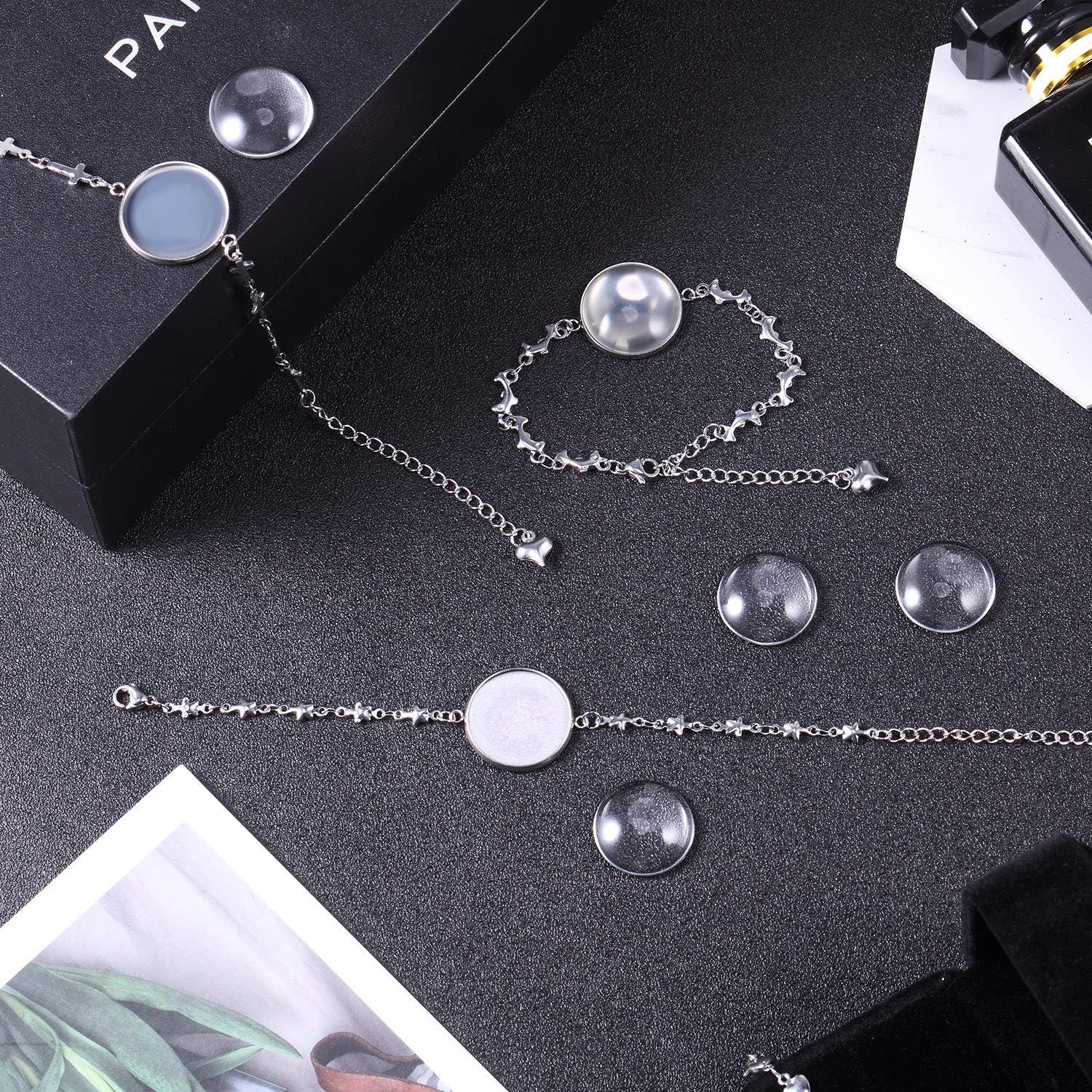 Kit de Joyería Hicarer: 20 Pulseras Bezel 20mm + 20 Cabochones