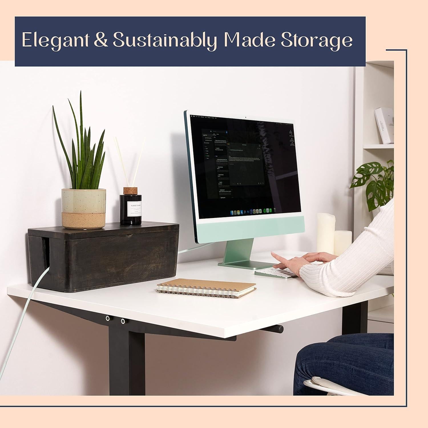 Caja Organizadora de Cables Luxe Designs - Negra Rústica