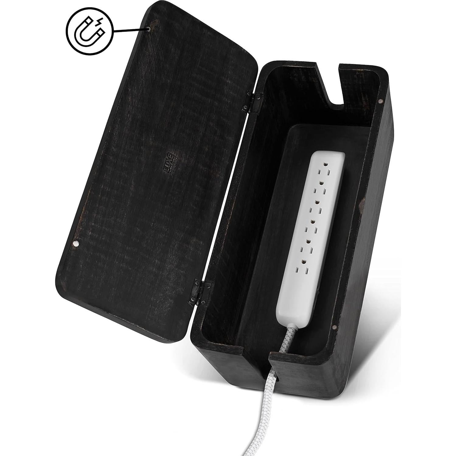 Caja Organizadora de Cables Luxe Designs - Negra Rústica