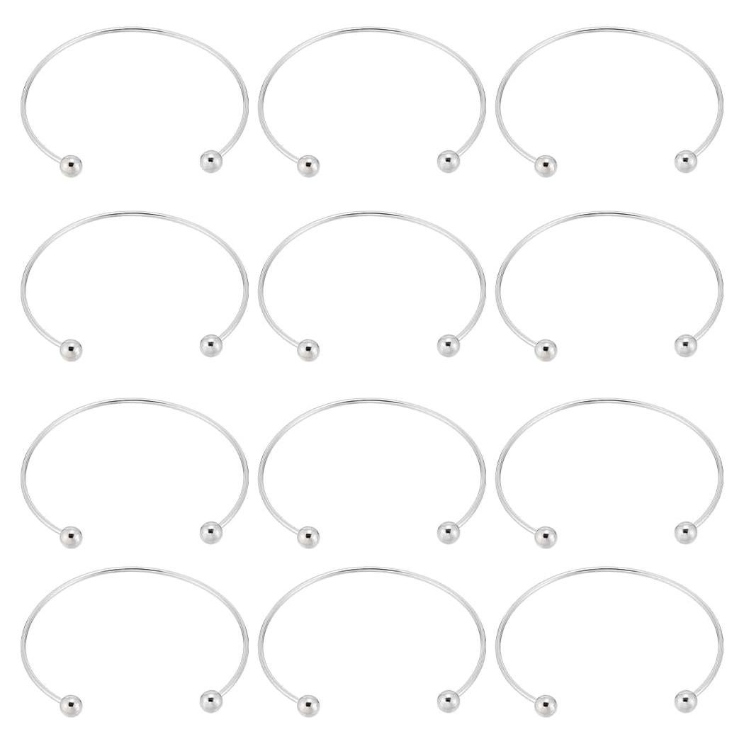 12 Pulseras de Latón Plateado SUNNYCLUE para DIY Joyería