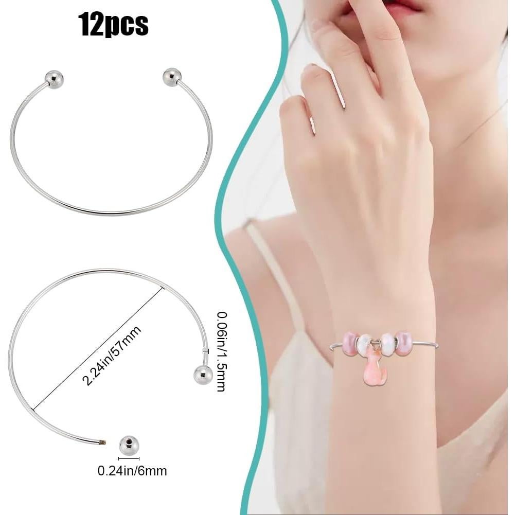 12 Pulseras de Latón Plateado SUNNYCLUE para DIY Joyería