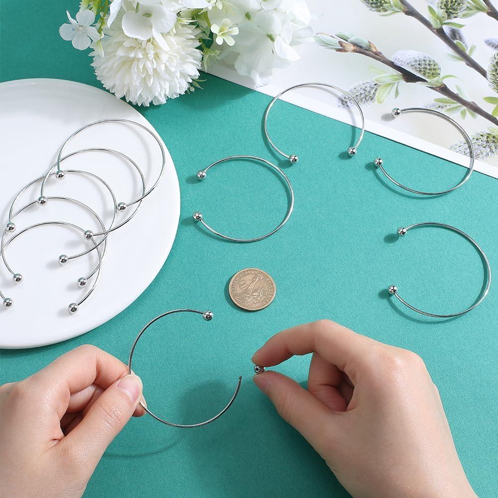 12 Pulseras de Latón Plateado SUNNYCLUE para DIY Joyería