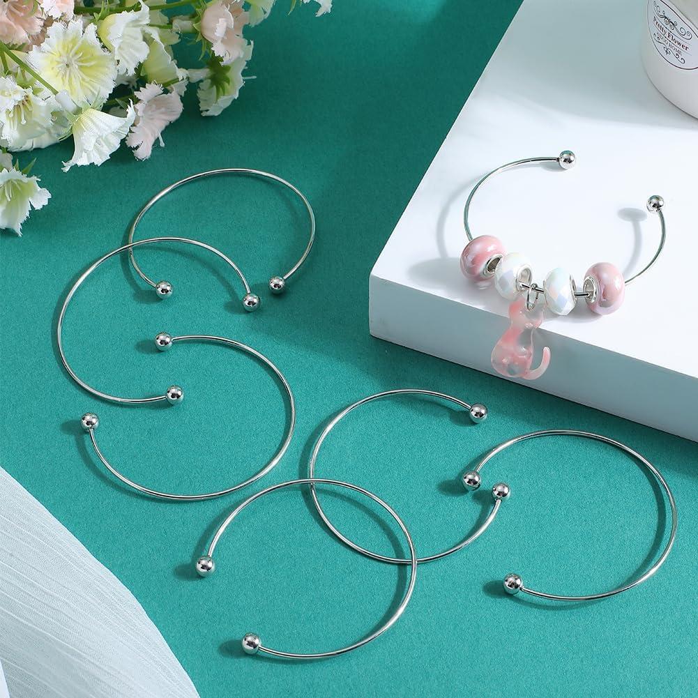12 Pulseras de Latón Plateado SUNNYCLUE para DIY Joyería