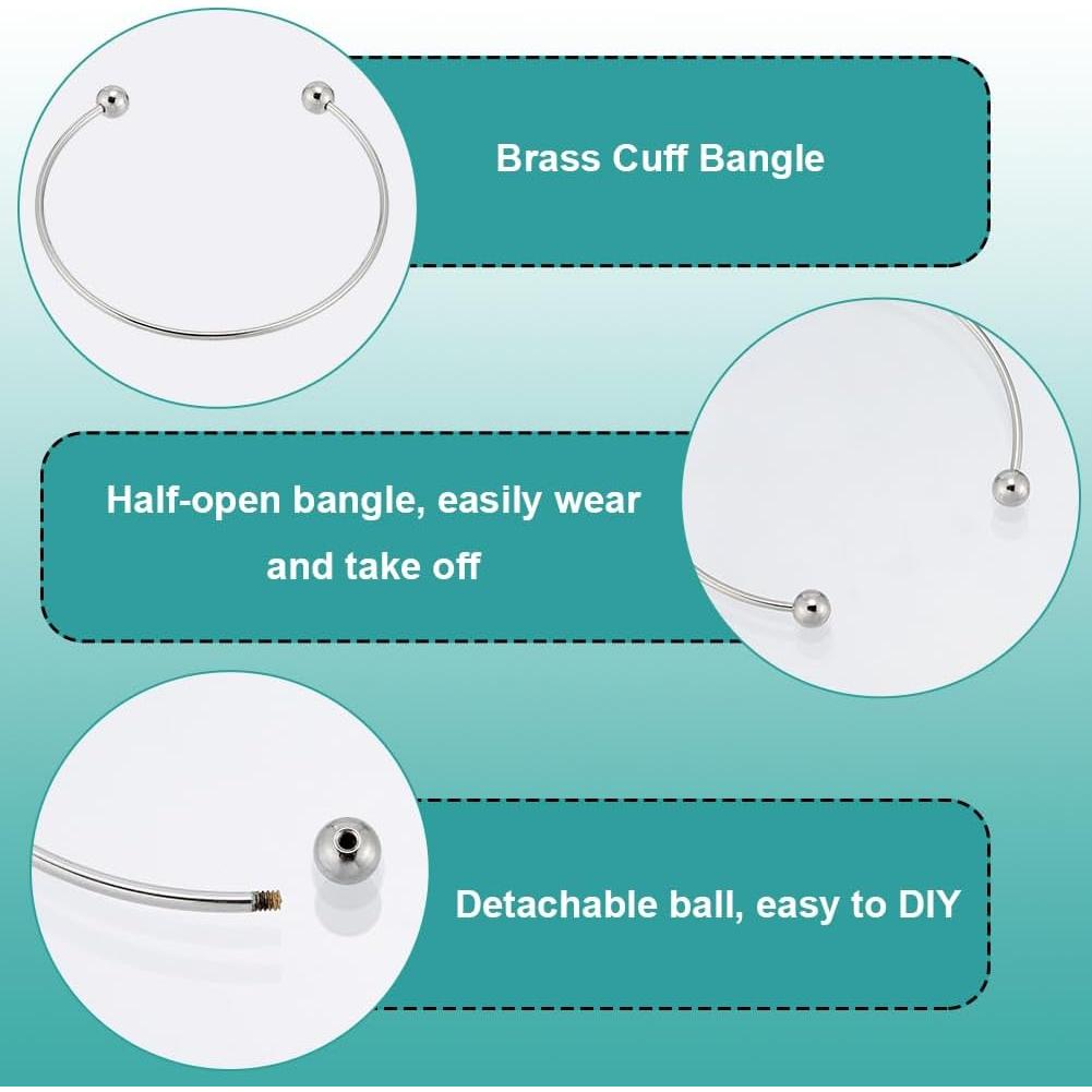 12 Pulseras de Latón Plateado SUNNYCLUE para DIY Joyería