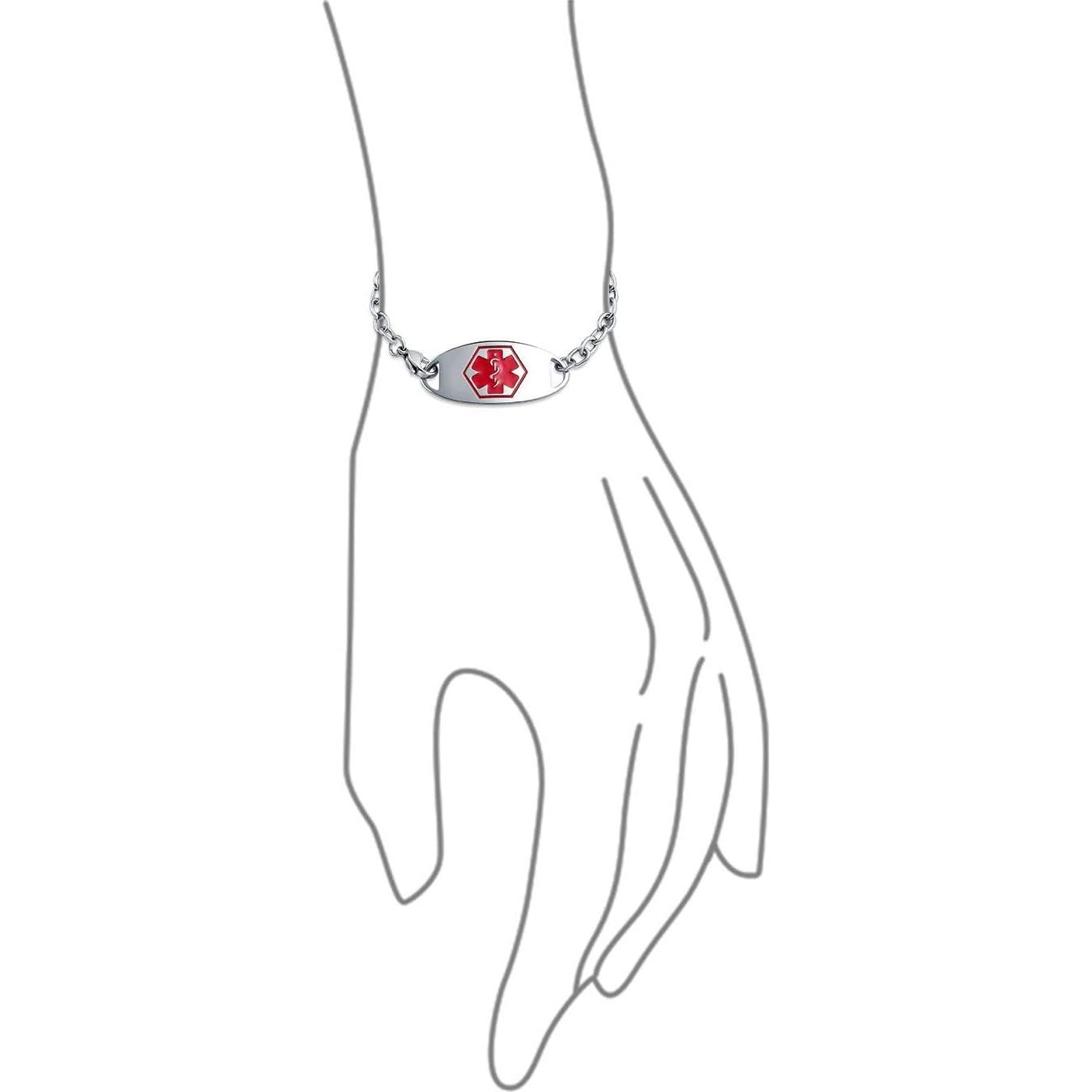 Pulsera Médica Personalizable Acero Inoxidable Bling 19.05 cm