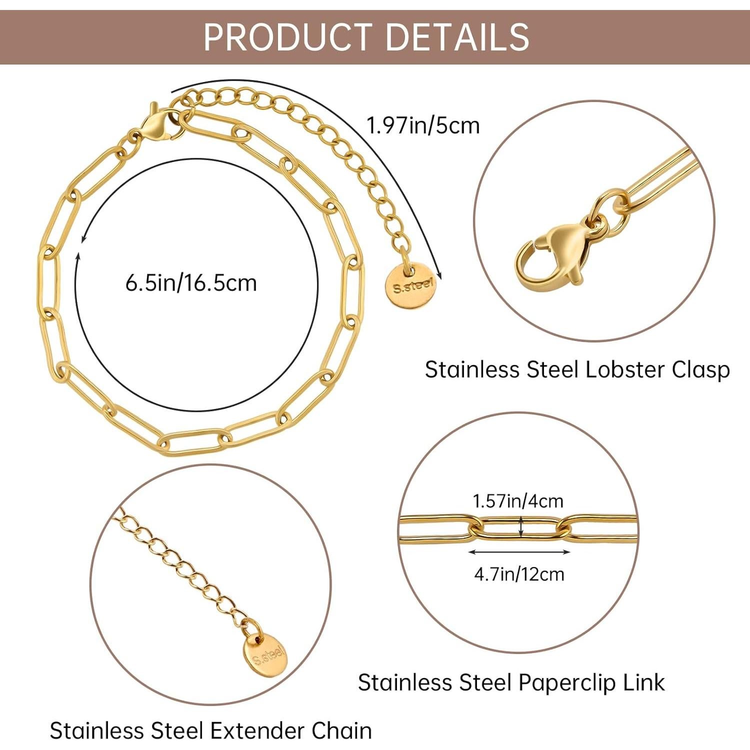 Juego de Cadenas de Pulsera UMAOKANG 10 Piezas Acero Inoxidable