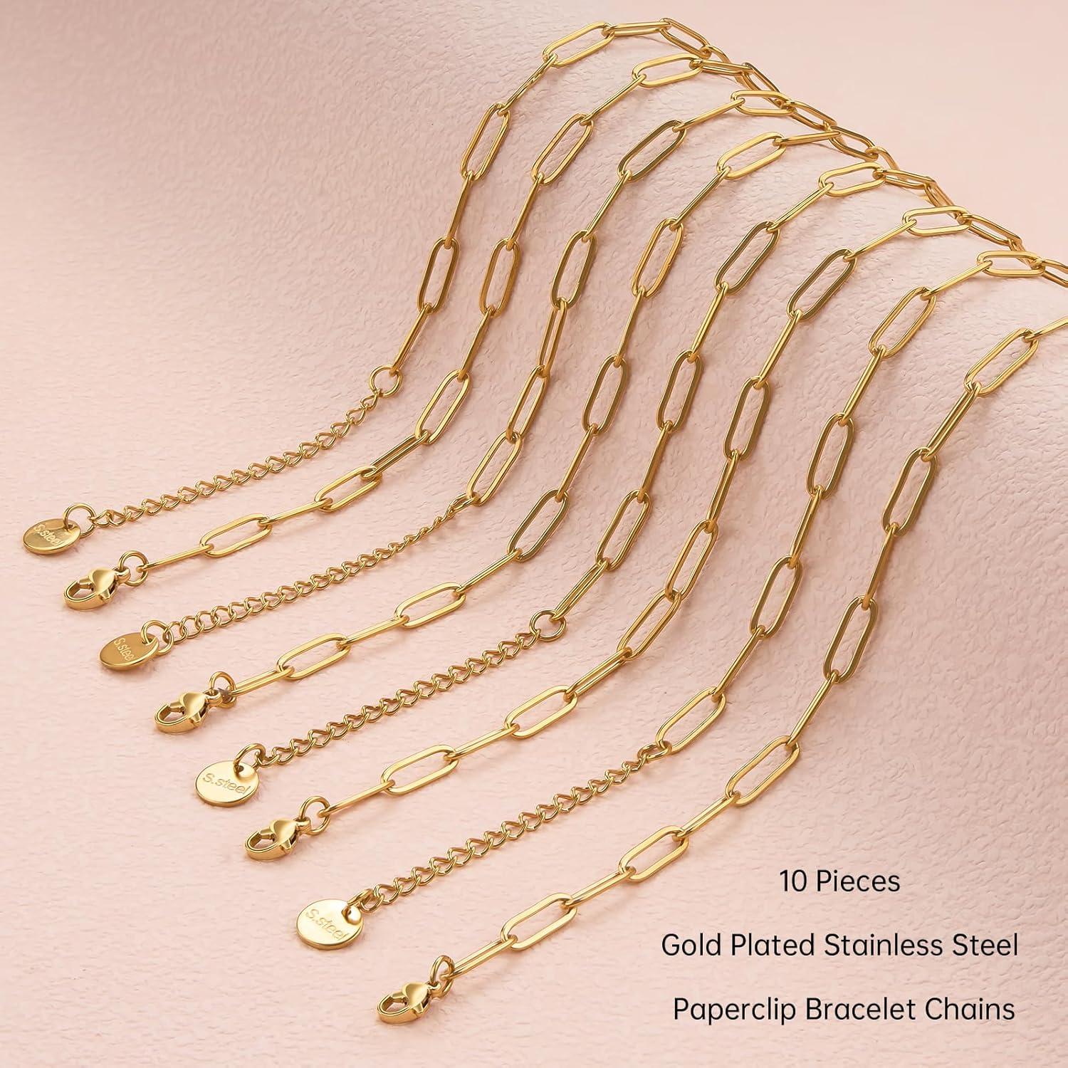 Juego de Cadenas de Pulsera UMAOKANG 10 Piezas Acero Inoxidable