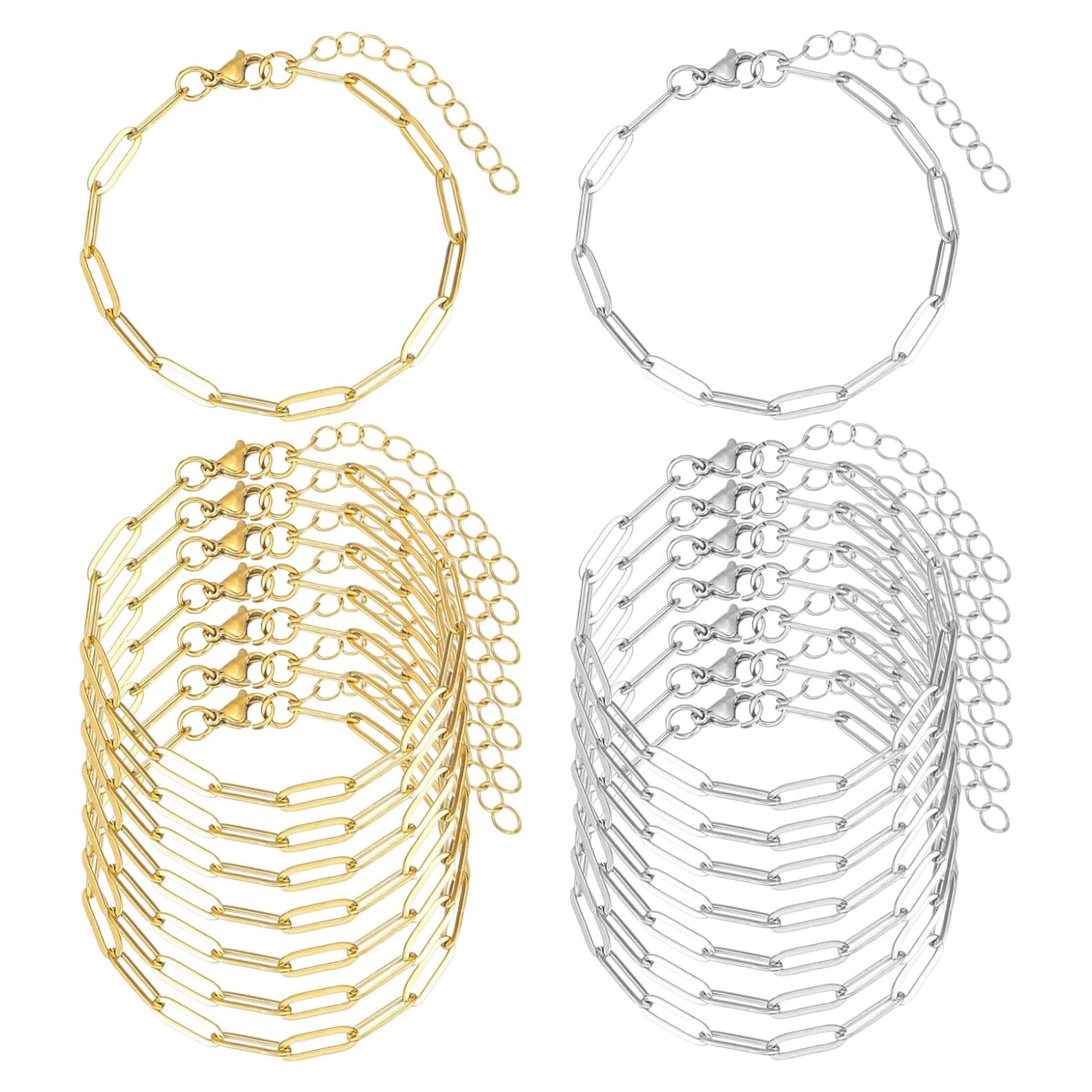 Paquete de 16 Pulseras de Encanto KEIAOUE Acero Inoxidable