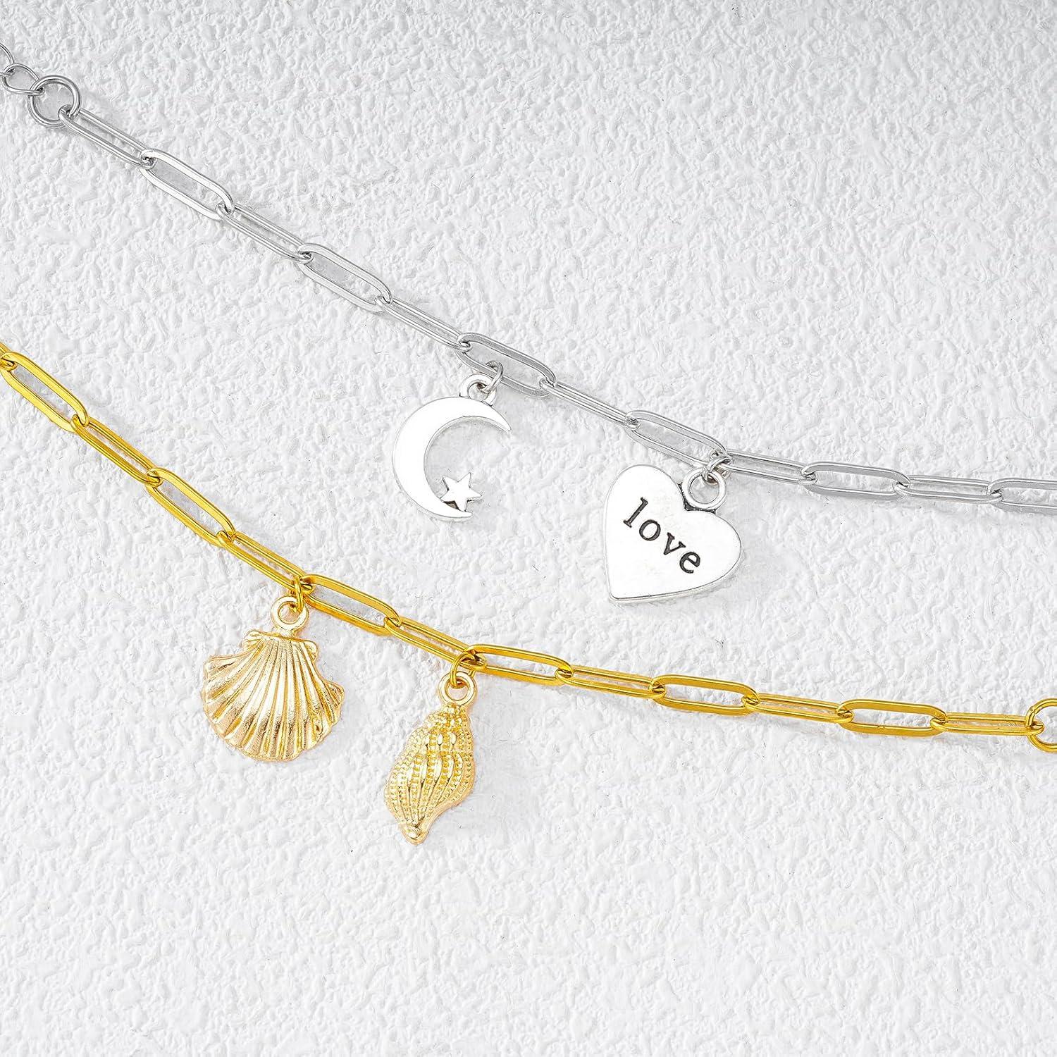 Paquete de 16 Pulseras de Encanto KEIAOUE Acero Inoxidable