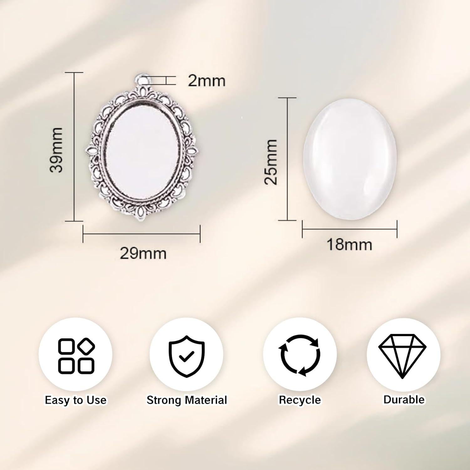 Juego de 20 Piezas de Cabochones y Bandejas Ovaladas UAIAGM