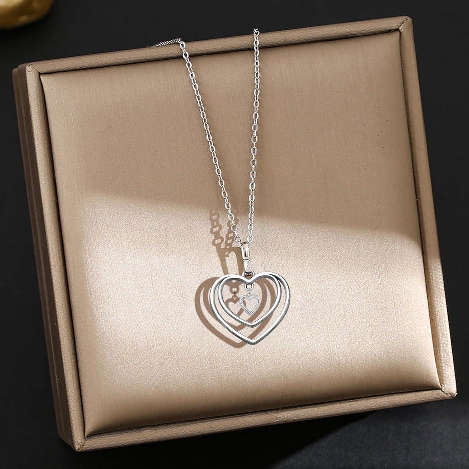 50 Piezas Colgantes Doble Corazón YionZian 25mm Plata Antigua