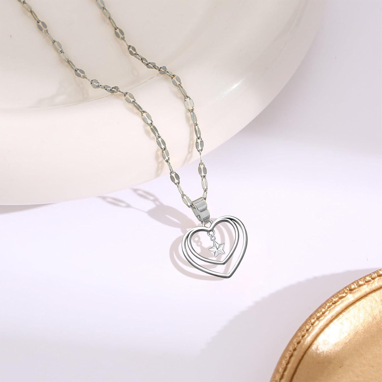 50 Piezas Colgantes Doble Corazón YionZian 25mm Plata Antigua