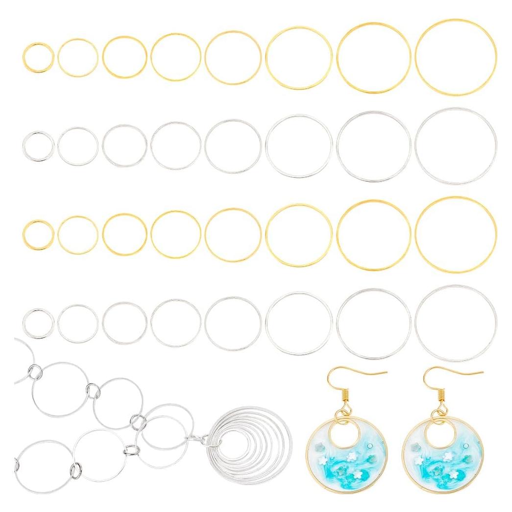 240 Pcs Colgantes Bezel Abierto PH PandaHall 10-25mm Dorado/Plata