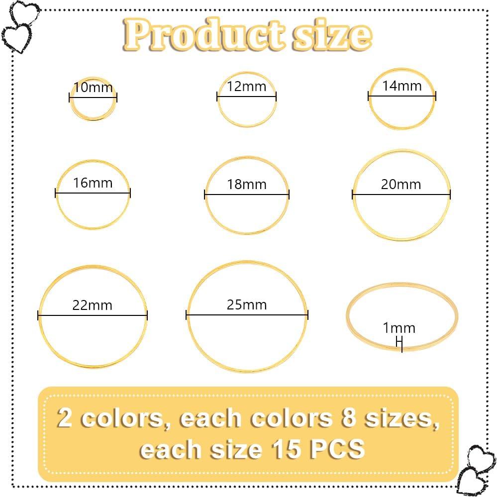 240 Pcs Colgantes Bezel Abierto PH PandaHall 10-25mm Dorado/Plata