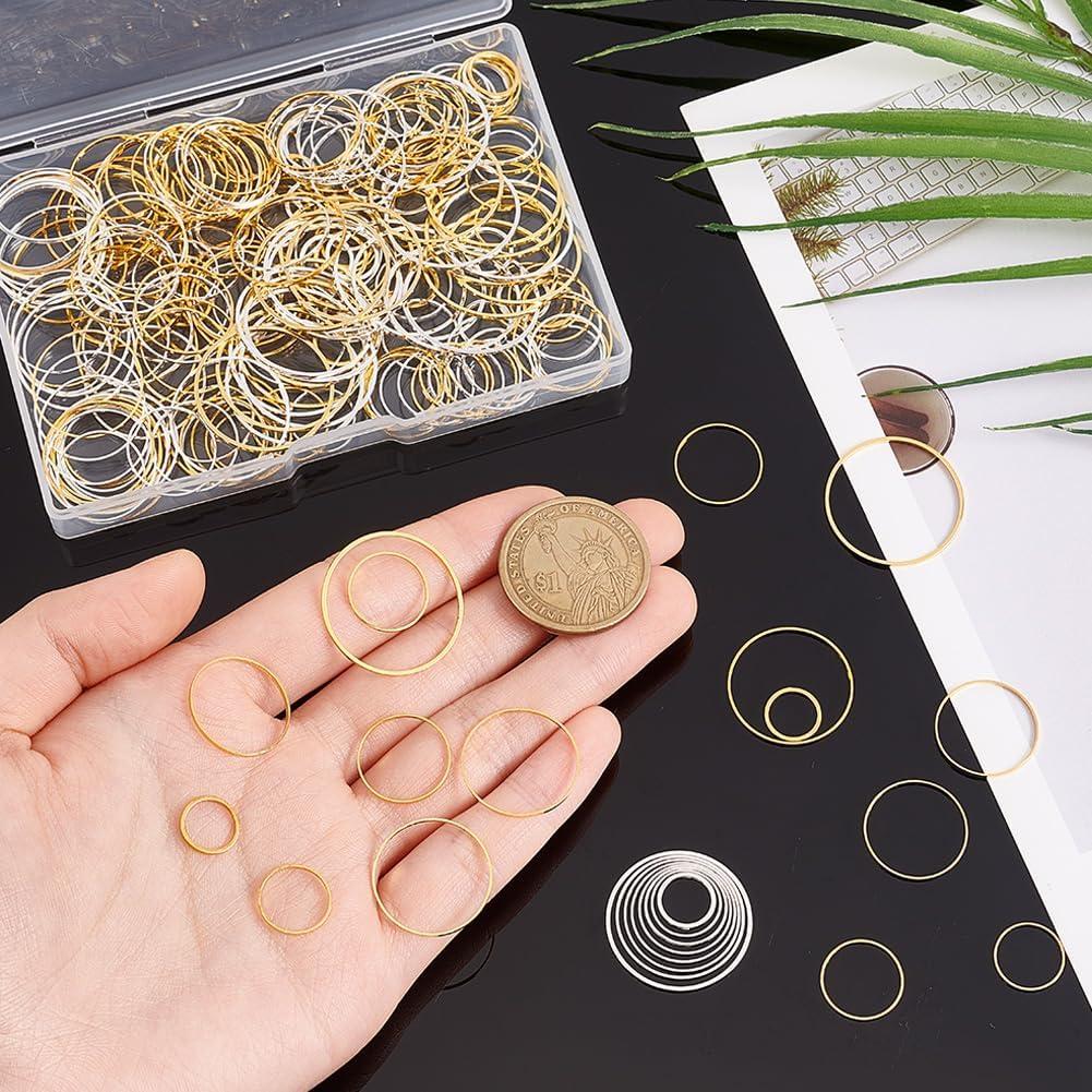 240 Pcs Colgantes Bezel Abierto PH PandaHall 10-25mm Dorado/Plata