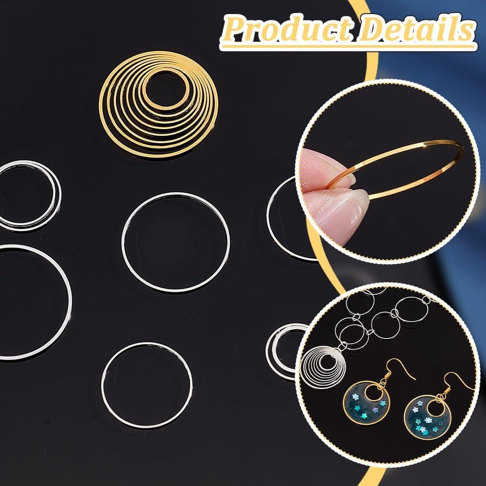 240 Pcs Colgantes Bezel Abierto PH PandaHall 10-25mm Dorado/Plata