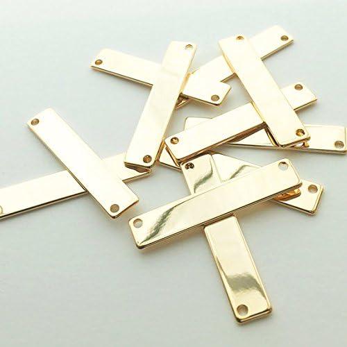 10 Piezas Placa de Nombre Horizontal Metal Oro 16K 34.3x7mm