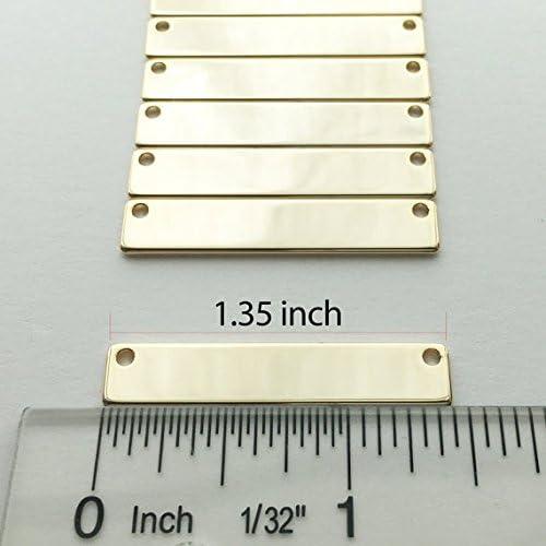 10 Piezas Placa de Nombre Horizontal Metal Oro 16K 34.3x7mm