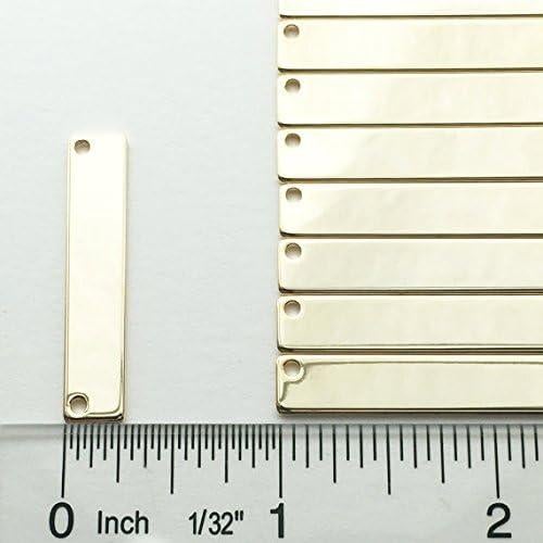 10 Piezas Placa de Nombre Horizontal Metal Oro 16K 34.3x7mm