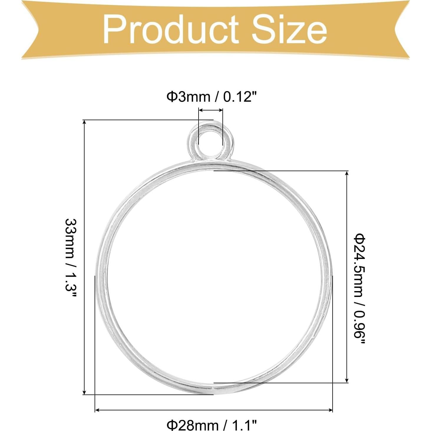 Colgantes de Respaldo Abierto uxcell - 30 Piezas Plata 33x28mm