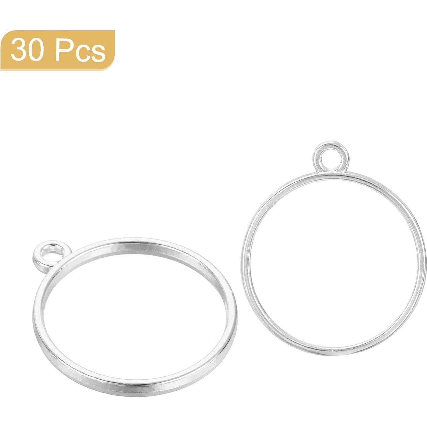 Colgantes de Respaldo Abierto uxcell - 30 Piezas Plata 33x28mm