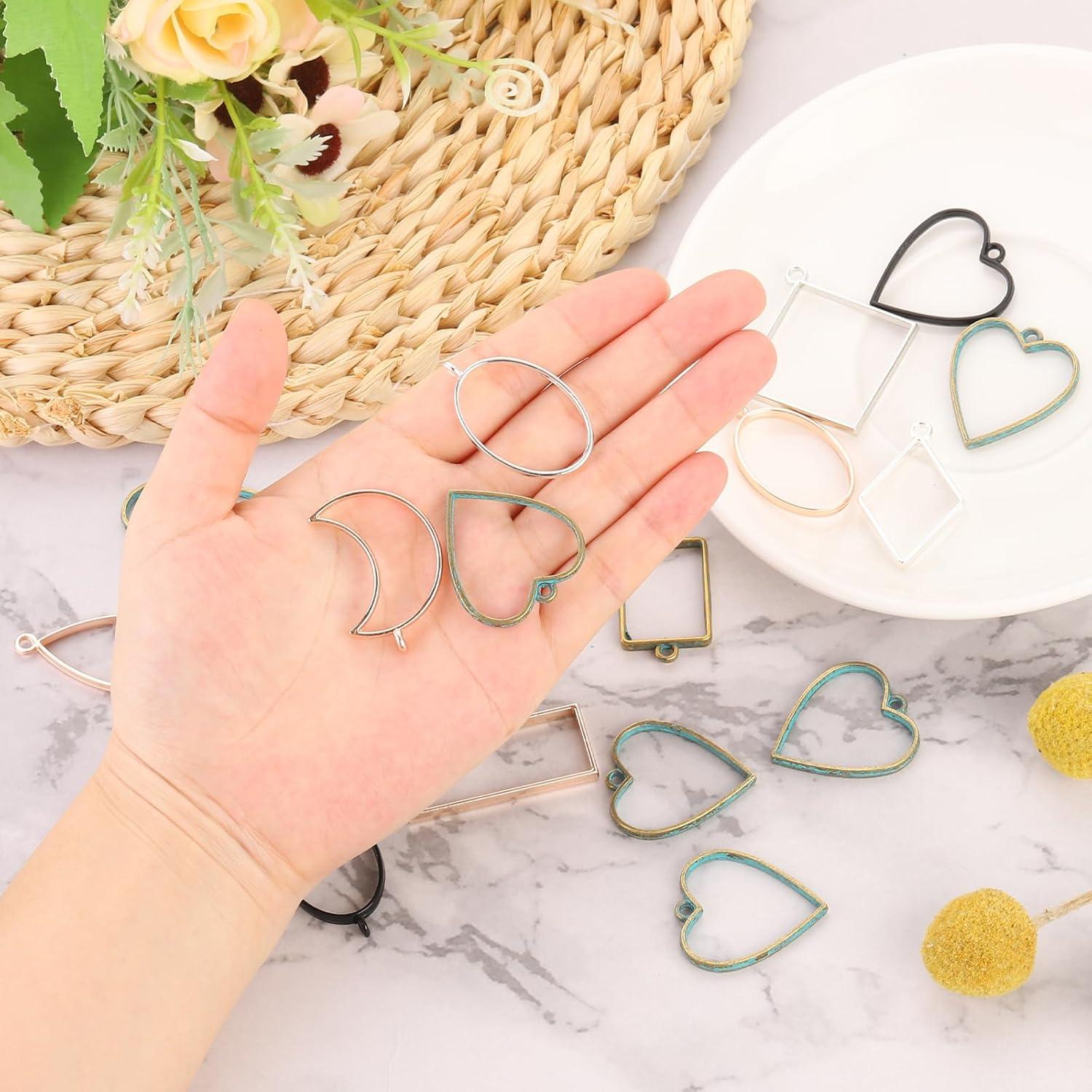 Colgantes de Respaldo Abierto uxcell - 30 Piezas Plata 33x28mm