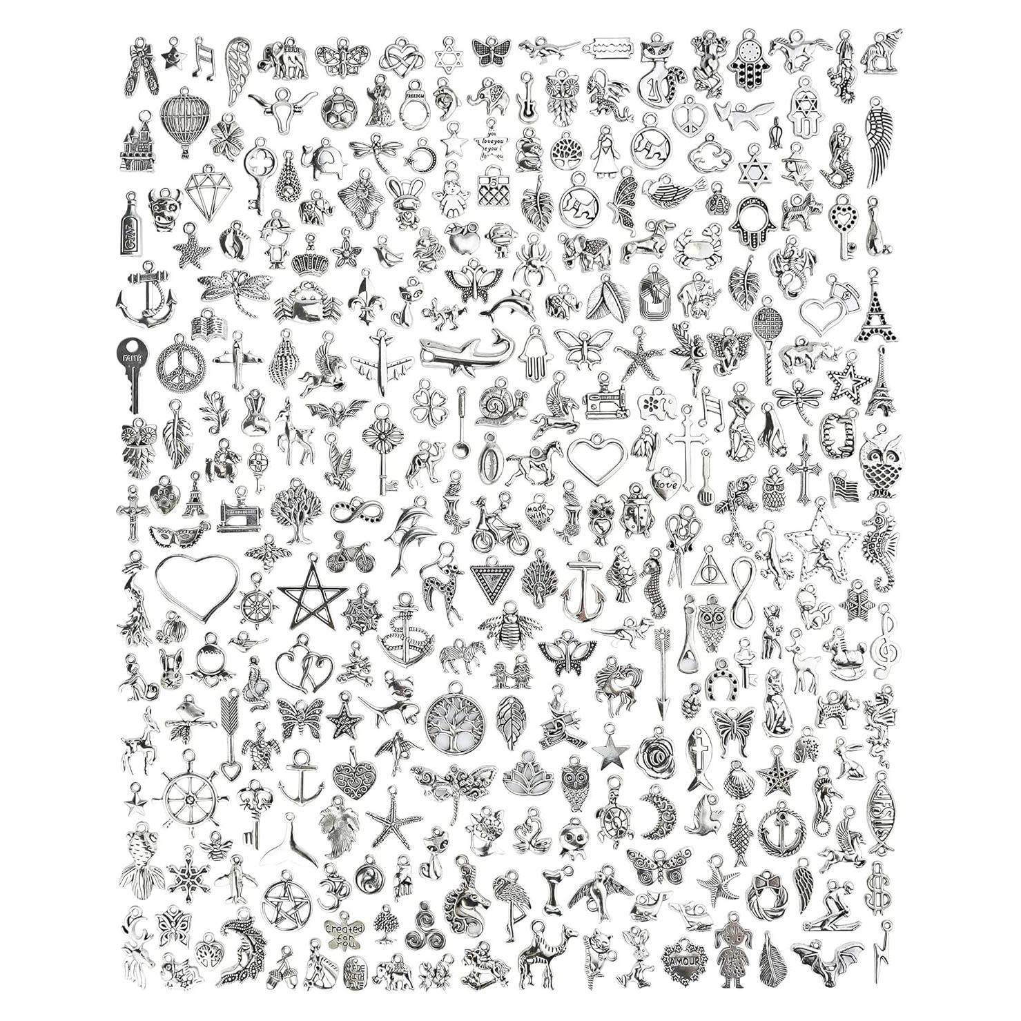 300 Encantos de Aleación de Plata Tibetana JIALEEY para DIY